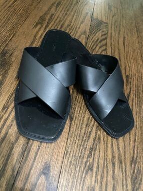 west loop Black Slide Sandals